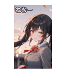 黒髪姫カットツインテールの優雅なほほえみ（個別スタンプ：33）