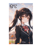 黒髪姫カットツインテールの優雅なほほえみ（個別スタンプ：39）