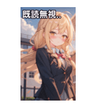 金髪ツイン三つ編みの緊張した表情（個別スタンプ：34）