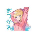 眠そうなパーカーの女の子♡（個別スタンプ：9）