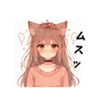 ゆるっと脱力系猫耳の女の子（個別スタンプ：4）