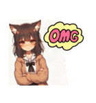 ゆるっと脱力系猫耳の女の子（個別スタンプ：5）