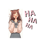 ゆるっと脱力系猫耳の女の子（個別スタンプ：13）