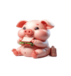 ピンクぶた太りすぎてダイエット（個別スタンプ：18）