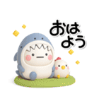 ず～っと使える♡さめの着ぐるみのスタンプ（個別スタンプ：1）