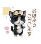 可愛いハチワレ猫 ずっと使える日常 敬語（個別スタンプ：1）