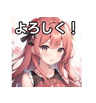 花々柄女子（個別スタンプ：1）