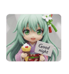 クレープを食べる精霊みなみちゃん（個別スタンプ：1）