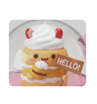 シュークリームを食べるケーキちゃん(四角)（個別スタンプ：1）