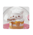 シュークリームを食べるケーキちゃん(四角)（個別スタンプ：4）