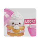 シュークリームを食べるケーキちゃん(四角)（個別スタンプ：5）