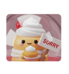 シュークリームを食べるケーキちゃん(四角)（個別スタンプ：6）