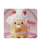 シュークリームを食べるケーキちゃん(四角)（個別スタンプ：7）