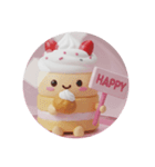 シュークリームを食べるケーキちゃん(丸型)（個別スタンプ：1）