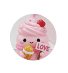 シュークリームを食べるケーキちゃん(丸型)（個別スタンプ：6）