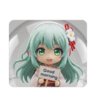 音楽を聴いている精霊みなみちゃん（個別スタンプ：1）