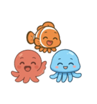 タコとクラゲとカクレクマノミの物語（個別スタンプ：1）