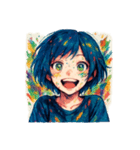 [アレンジ用]美術大学の女の子（個別スタンプ：4）