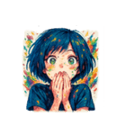 [アレンジ用]美術大学の女の子（個別スタンプ：5）