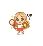 可愛いテニス女子の夏用LINEスタンプ（個別スタンプ：14）