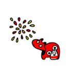 【動く】夏べこたち（夏の赤べこ）（個別スタンプ：21）
