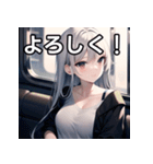 電車乗車銀髪女子（個別スタンプ：1）