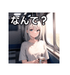 電車乗車銀髪女子（個別スタンプ：5）