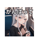 電車乗車銀髪女子（個別スタンプ：11）