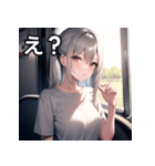 電車乗車銀髪女子（個別スタンプ：12）