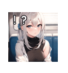 電車乗車銀髪女子（個別スタンプ：17）