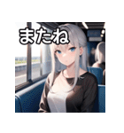 電車乗車銀髪女子（個別スタンプ：23）