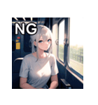 電車乗車銀髪女子（個別スタンプ：25）