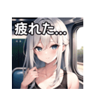 電車乗車銀髪女子（個別スタンプ：31）