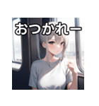 電車乗車銀髪女子（個別スタンプ：35）