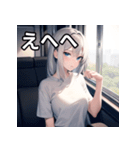 電車乗車銀髪女子（個別スタンプ：36）
