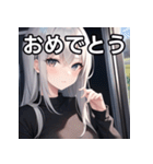 電車乗車銀髪女子（個別スタンプ：37）