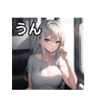 電車乗車銀髪女子（個別スタンプ：38）