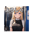 電車乗車金髪女子（個別スタンプ：1）