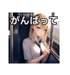 電車乗車金髪女子（個別スタンプ：11）