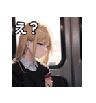 電車乗車金髪女子（個別スタンプ：12）
