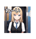 電車乗車金髪女子（個別スタンプ：14）