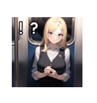 電車乗車金髪女子（個別スタンプ：17）