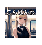 電車乗車金髪女子（個別スタンプ：18）