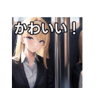 電車乗車金髪女子（個別スタンプ：20）