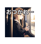 電車乗車金髪女子（個別スタンプ：35）
