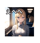 電車乗車金髪女子（個別スタンプ：36）