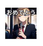 電車乗車金髪女子（個別スタンプ：37）