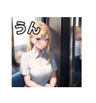 電車乗車金髪女子（個別スタンプ：38）