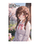 茶髪三つ編みの恥じらう笑顔（個別スタンプ：35）
