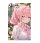 ピンク髪で元気いっぱいなポニーテール（個別スタンプ：9）